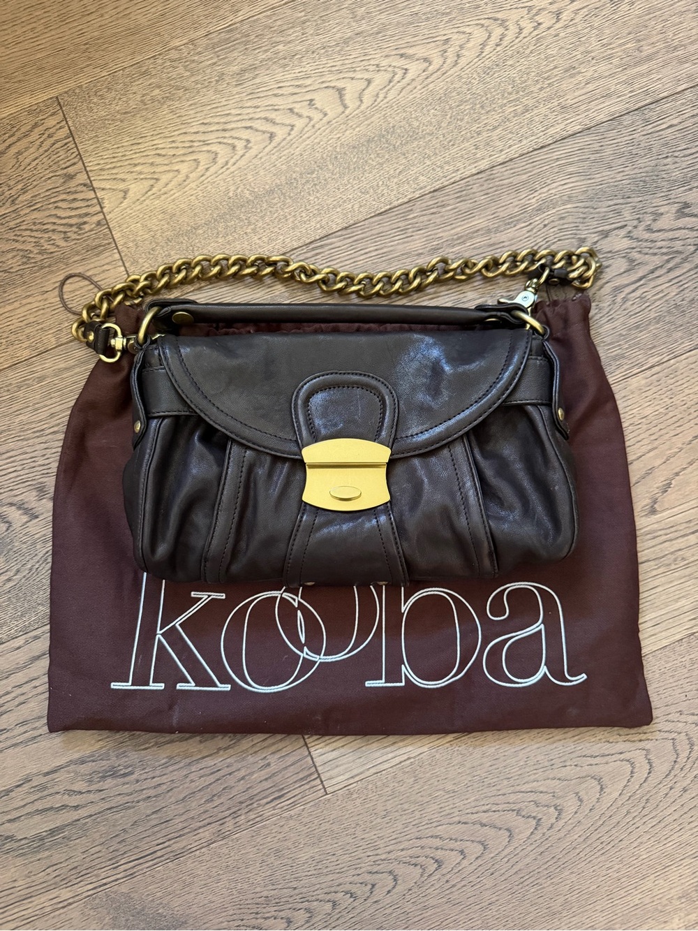 Black Leather Kooba Clutch